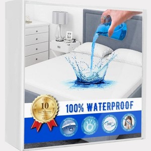 Aoibox Waterproof Twin Mattress Protector Soft Noiseless Breathable Terry Topper Cover Fitted Deep Pocket 39x75 - 1 of 4