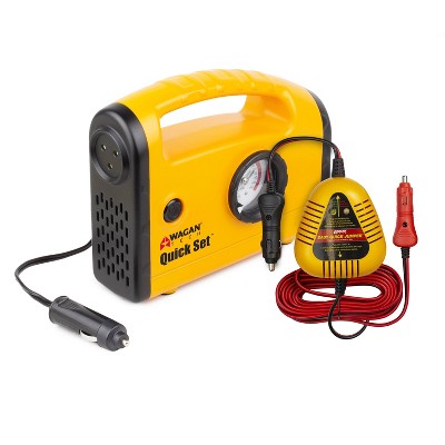 Wagan 12V Quick Set Inflator Compressor and Jumper Yellow