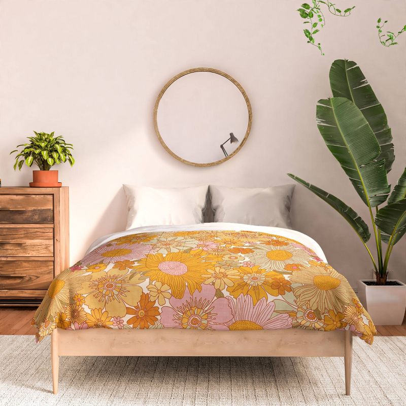 Deny Designs 3pc Iveta Abolina Retro Florals Comforter Bedding Set Orange, 4 of 6