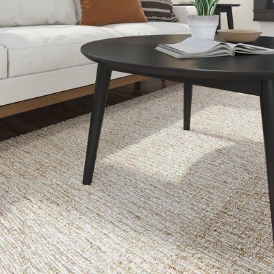 Mid Century Modern Black Round Pine Wood Coffee Table, 36"