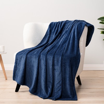 Navy Blue Lightweight Microfiber Fleece Throw Blanket