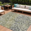 HomeRoots 9' X 12' Olive Green And Gray Abstract Washable Indoor Outdoor Area Rug - 2 of 3
