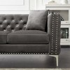 Modern Velvet Loveseat Sofa, With Jeweled Buttons, Square Arm, 2 Pillows, Comfortable Upholstered Sofa, For Living Room Bedroom Apartment - 3 of 4