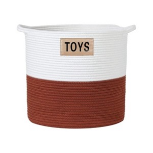 Midlee Rust & White Rope Toys Basket - 1 of 4