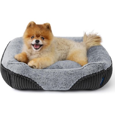Washable Dog Bed Small Medium Size Dog - Rectangle Fluffy Plush Pet Bed Puppy Bed, Comfy Corduroy Fleece and Nonskid Bottom