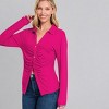 Slickblue Women's Stretch Button Down Shirt with Ruched Detail, Magenta, Long Sleeve, Size S-L - 2 of 4