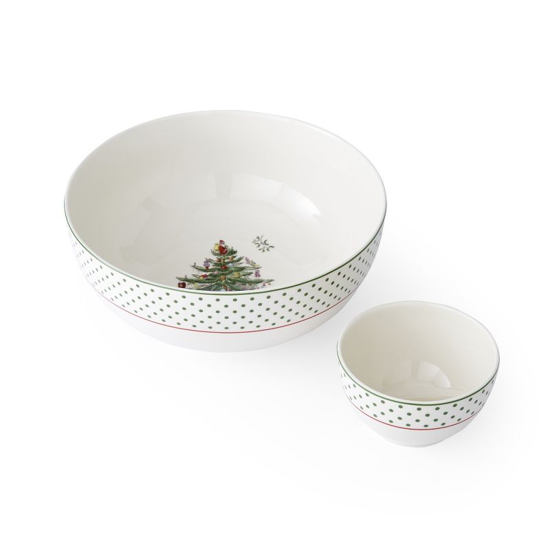 Spode Christmas Tree Polka Dot Tiered Chip and Dip, 3 of 6