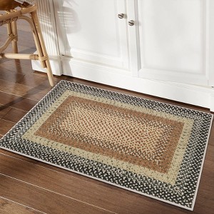 Area Rug Washable Braided Print Rug, Modern Living Room Rugs, Farmhouse Low Pile Non-Slip Area Rug - 1 of 4