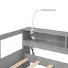 PAGED Twin XL Daybed Modern Wooden Bed Frame with 2 Trundles, Storage Shelves and Light for Bedroom, Living - 3 of 4