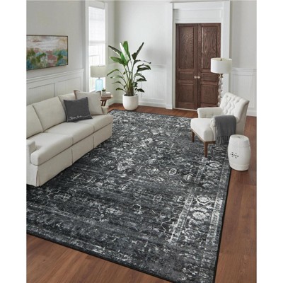 Lahome Machine Washable Traditional Design Floor Mat-Non Slip Ultra Thin Soft Rug for Living Room, Bedroom, or Office