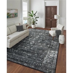 Lahome Machine Washable Traditional Design Floor Mat-Non Slip Ultra Thin Soft Rug for Living Room, Bedroom, or Office - 1 of 4