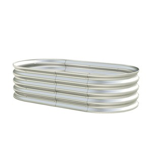 Galvanized Steel Raised Garden Bed, Outdoor Oval Planter Box with Open Base, Metal Garden Bed Planter for Vegetables Flower Herb - 1 of 4