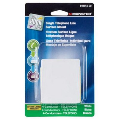 Monster 140144-00 Single Telephone Line Surface Mount Jack, White