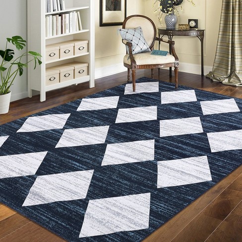 Modern Geometric Distressed Area Rug Diamond Lattice Rug Washable Rugs ...