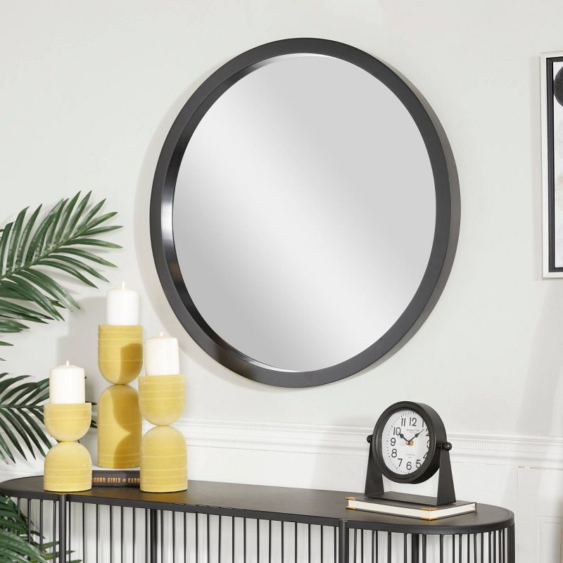 Contemporary Wood Round Wall Mirror - Olivia & May, 3 of 7