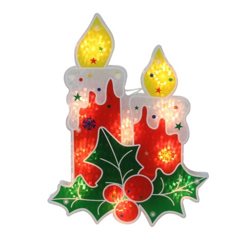 Northlight 12 Red Lighted Berry Candle Christmas Window Silhouette Decoration Target