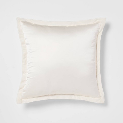 24 x24 Luxe Euro Sateen With Velvet Trim Decorative Pillow Ivory white Threshold Polyester Fiber Filled Target