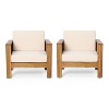 VYNXARIA Outdoor Acacia Wood Club Chairs with Cushions, Teak+Beige( Set of 2) - 3 of 4