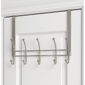 Home Mart Goods Heavy Duty Satin Nickle Over The Door Hanger Hanging Rack 10 Hooks Organizer - 1 of 3