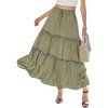 BLUEMING Womens Long Skirts High Waisted A Line Boho Ruffle Flowy Tiered Pleated Casual Elastic Maxi Skirt - 3 of 4
