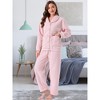 INSPIRE CHIC Women's Fleece Fluffy Plush Winter Button Down Tops with Pants Warm Pajama Sets - 3 of 4