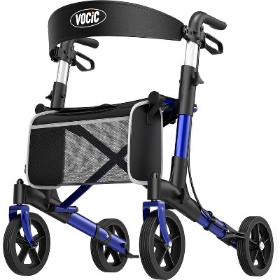 Walkers-for-Seniors-with-Seat,Folding Rolling Walker with Wheels,support 300lbs-Blue