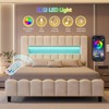Bed Frame with LED Lights, Upholstered Platform Bed Frame with 51.2" Storage Headboard - 4 of 4
