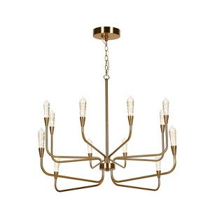 LNC Syringodium 12-Light 41.5" Candle Tiered Modern Oversized Integrated LED Chandelier, Polished Gold - 1 of 4
