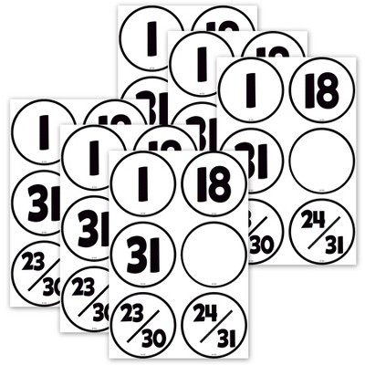 Teacher Created Resources® Black & White Calendar Days, 36 Per Pack, 6 Packs