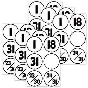 Teacher Created Resources® Black & White Calendar Days, 36 Per Pack, 6 Packs - 1 of 3
