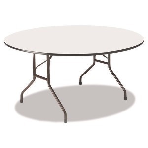 Iceberg OfficeWorks Wood Folding Table, Round, 60" x 29", Gray Top, Charcoal Base - 1 of 1