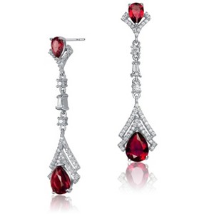 Guili Sterling Silver Rhodium/White Gold Plated Drop Earrings with Colored CZ Stones in Elegant Designs for a Sophisticated Statement Look - 1 of 3