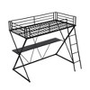 YOOCOZZ Twin Loft Bed with Desk, Ladder, Guardrails, and X-Shaped Frame - Black - 4 of 4