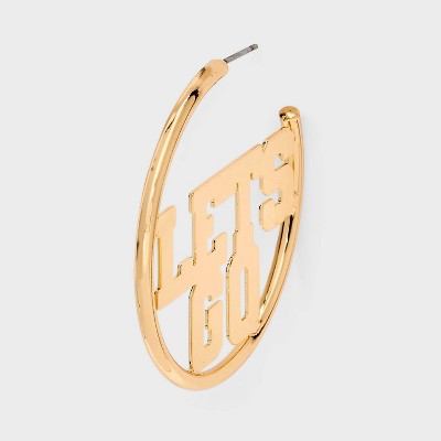 Let's Go Game Day Hoop Earrings - Universal Thread Gold - image 3