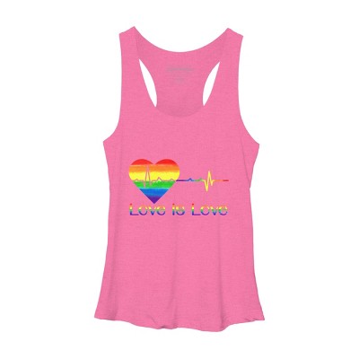 Adult Design By Humans Pride Love is Love Heartbeat By WinterJJ Racerback Tank Top