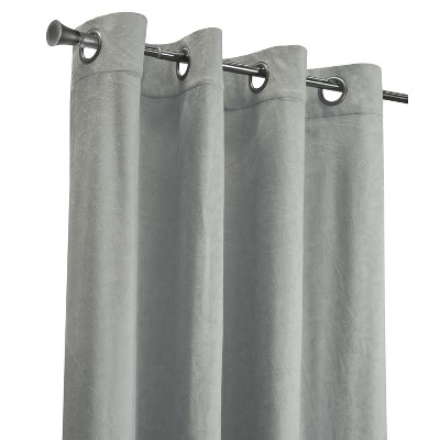 Bristol Gray Velvet Room-Darkening Grommet Curtain Panel 52" x 84"