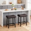 Counter Height Bar Stools Set of 2,PU Leather Barstools with Heavy Duty Metal Legs, Thick Saddle Seats Breakfast Stools - 2 of 4