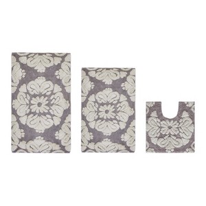 Medallion Collection 3 Piece 100% Cotton Tufted Bathroom Rug Set  with Non-Slip Backing, Machine Washable, Tumble Dry Bath Mat - 1 of 4