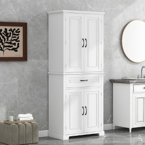 Bathroom Cabinet, Tall Storage Cabinet With Doors & Adjustable Shelf, Freestanding Storage Cabinet For Kitchen, Living Room, Laundry Room - 1 of 4