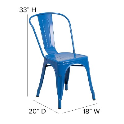 Vintage Bistro Blue Steel Stackable Indoor-Outdoor Chair