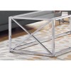 44" Tempered Glass & Metal Rectangular Coffee Table with X-Leg Base and Contemporary Design for Living Room or Office - 3 of 4