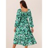 Seta T Women's Boho Square Neck Long Sleeve Floral Flowy Midi Casual Vacation Dress - 4 of 4