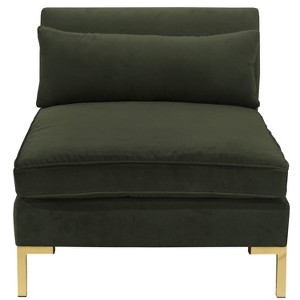 Alexis Armless Chair with Brass Metal Y Legs Dark Green Velvet - Cloth & Co.