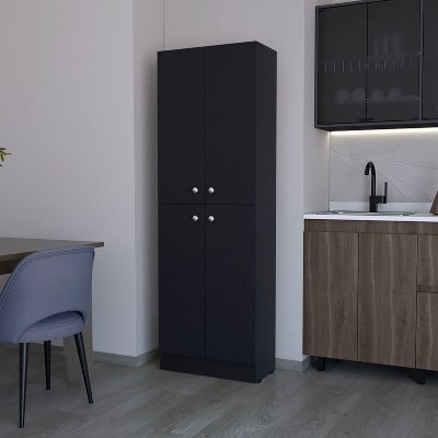 Gulches Elegant Black Cabinet with 4 Doors, 5 Hidden Shelves, Versatile Storage Solutions, 30" W x 15" D
