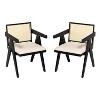 NicBex Set of 2 Mid Century Rubber Wood Arm/Armless Dining Chairs with Rattan Backrest,Farmhouse Accent Chairs for Dining Room,Kitchen - 2 of 4