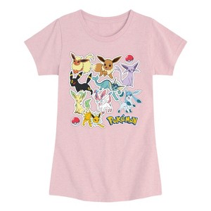 Girls' - Pokémon - Eevee Evolution Stickers Fitted Short Sleeve Graphic T-Shirt - 1 of 3