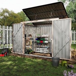 3x6FT Dual Trash Can Storage Shed w/Chain-Lid Secured Metal Outdoor Enclosure for Garden, Backyard, Lawn & Patio - 1 of 4