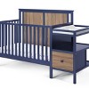 INFURNIC Cribs 4-in-1 Crib and Changer Combo with Adjustable Mattress Heights and Storage, Blue Brown, 73"*29.75"*45.25" - 4 of 4