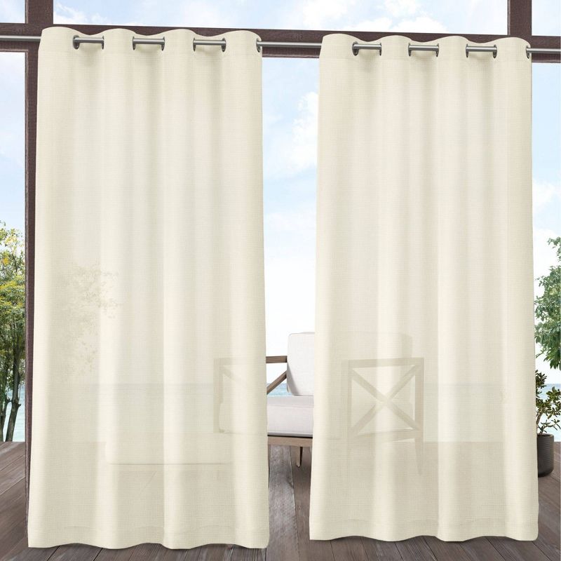 Set of 2 Miami Indoor/Outdoor Textured Sheer Grommet Top Window Curtain Panel - Exclusive Home , 1 of 9