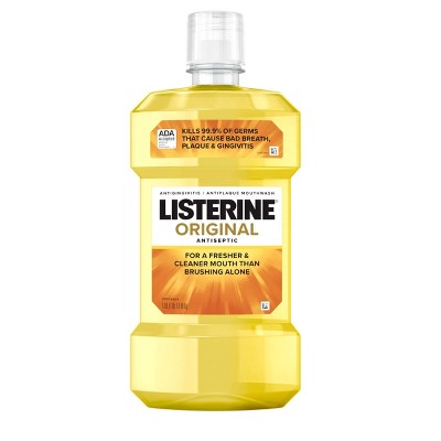 Listerine Original Antiseptic Mouthwash for Bad Breath & Plaque - 1L